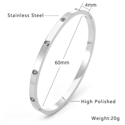 Classic Round  Zirconia Hinged Bangle Bracelet