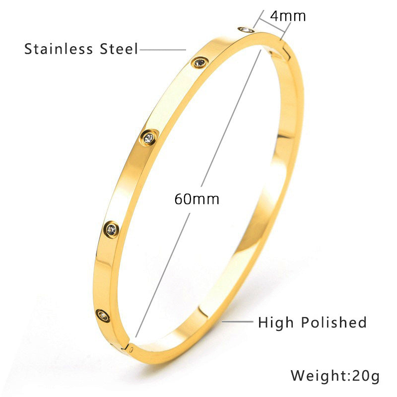 Classic Round  Zirconia Hinged Bangle Bracelet