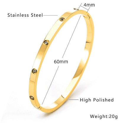 Classic Round  Zirconia Hinged Bangle Bracelet