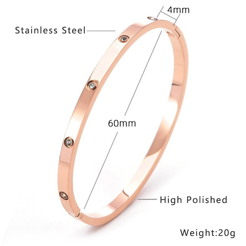 Classic Round  Zirconia Hinged Bangle Bracelet