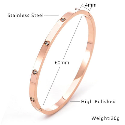 Classic Round  Zirconia Hinged Bangle Bracelet