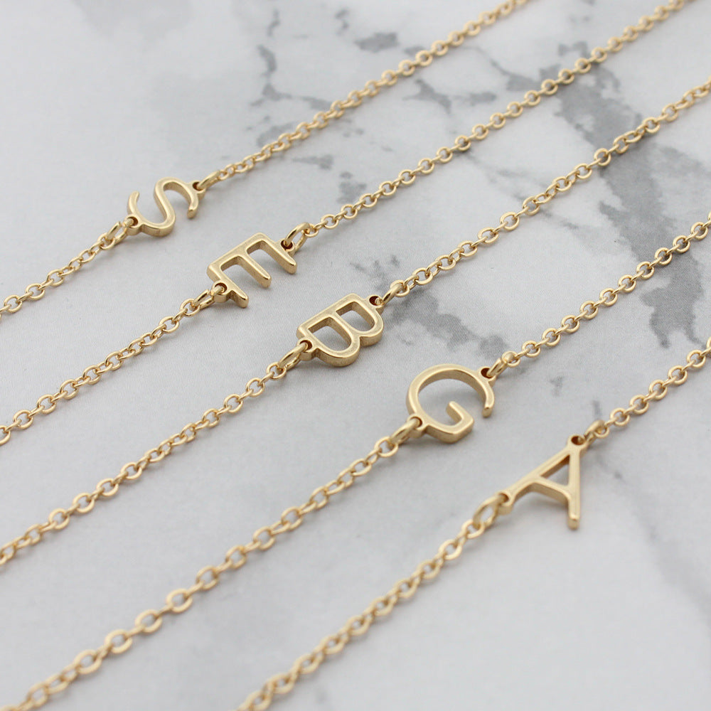 Sideways Single Letter Necklace