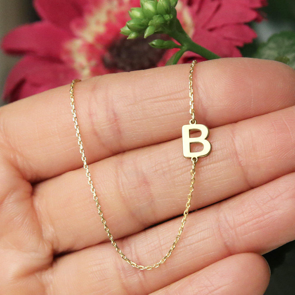 Sideways Single Letter Necklace