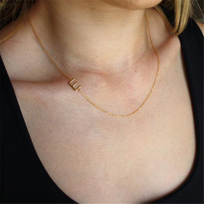 Sideways Single Letter Necklace