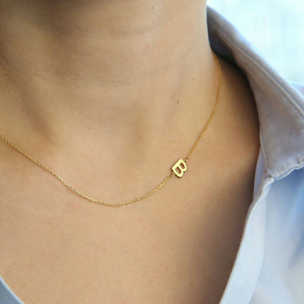 Sideways Single Letter Necklace