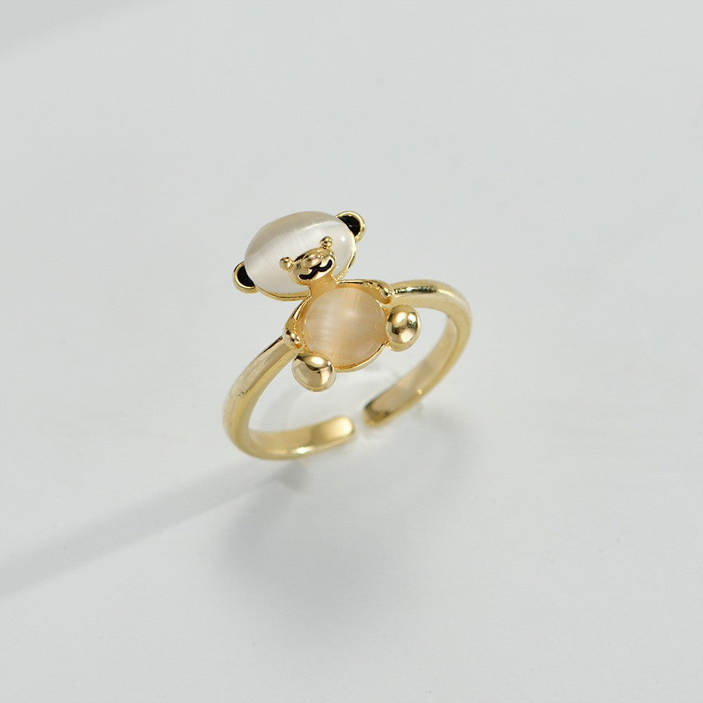 Moonstone Gold Bear Open Ring