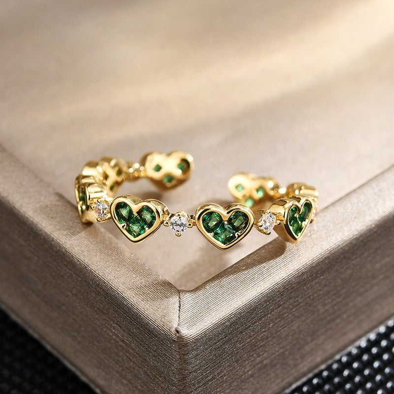 Emerald Heart Open Ring