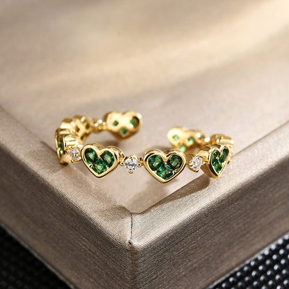 Emerald Heart Open Ring