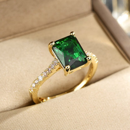 Classic Emerald Zircon Adjustable Ring