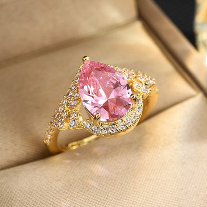 Teardrop Pink Sapphire Open Ring