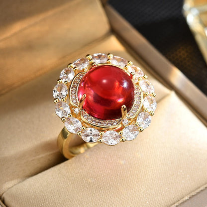 Round Ruby Zircon Open Ring