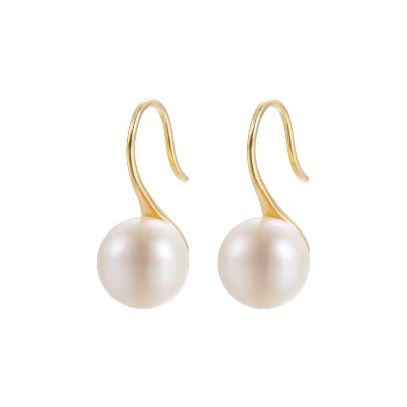 Bread Freshwater Pearl High-Heel Hoop Earrings