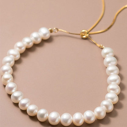 Classic Freshwater Pearl Pave Adjustable Bracelet