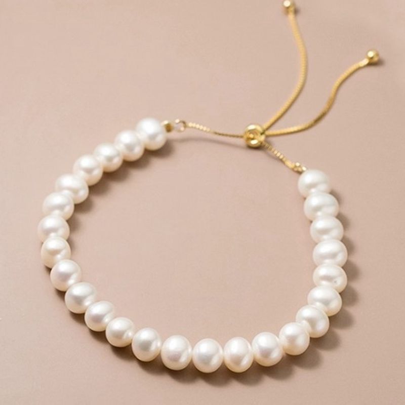 Classic Freshwater Pearl Pave Adjustable Bracelet