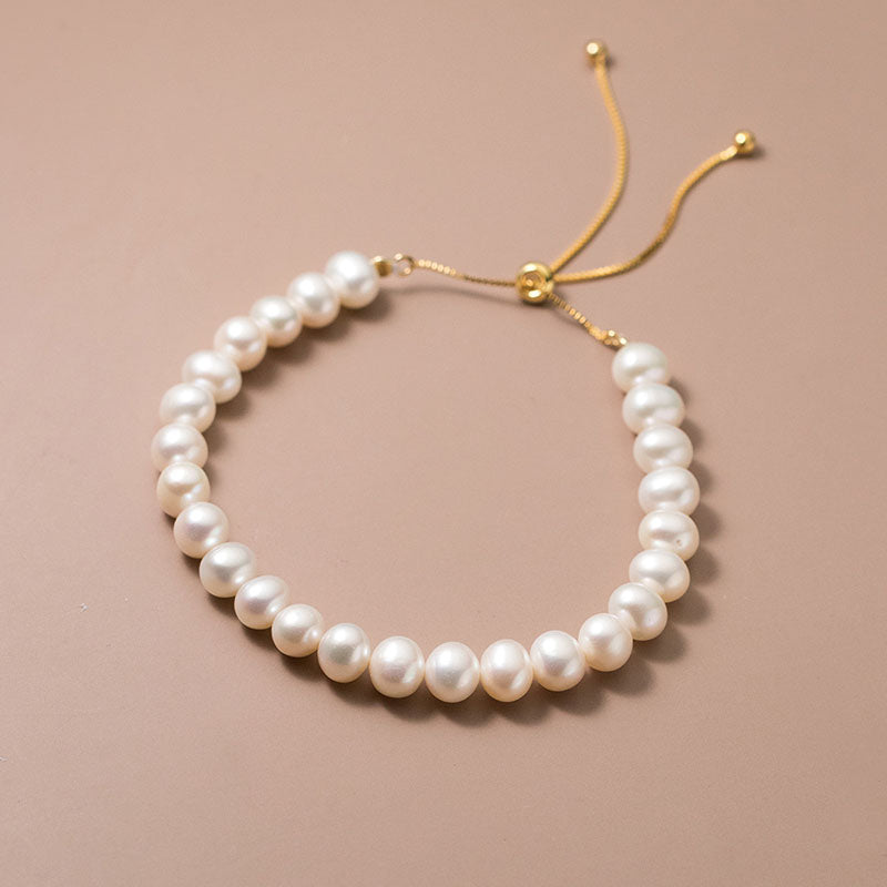 Classic Freshwater Pearl Pave Adjustable Bracelet