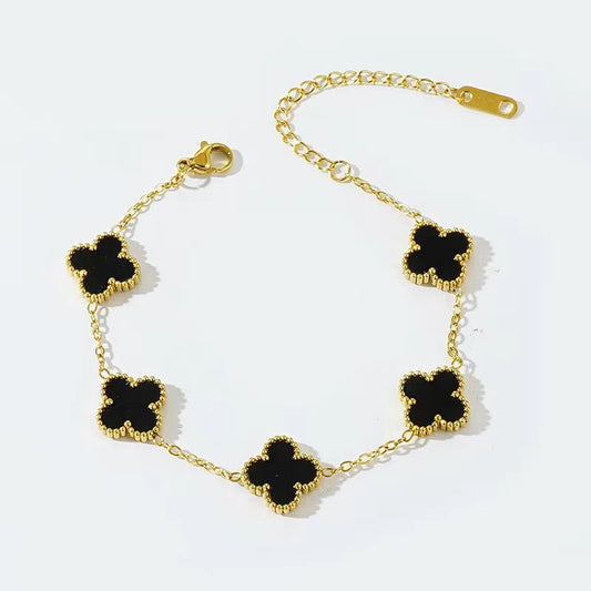 Fritillaria Mother of Pearl Clover bracelet Black