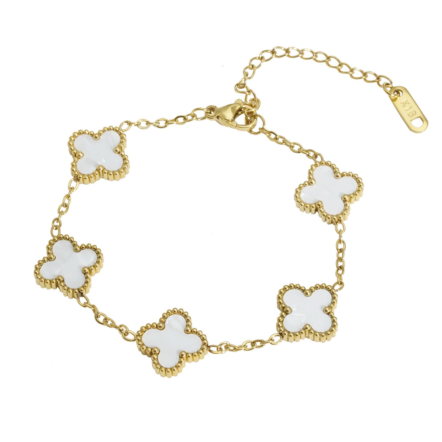 Fritillaria Mother of Pearl Clover bracelet White