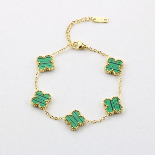 Fritillaria Mother of Pearl Clover bracelet Green