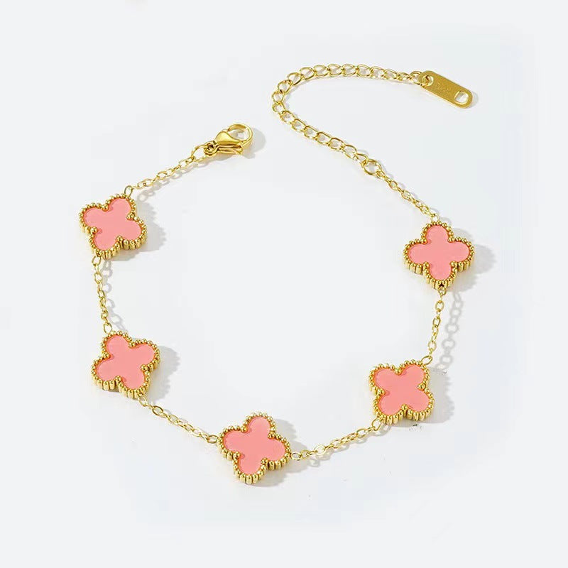 Fritillaria Mother of Pearl Clover bracelet Pink