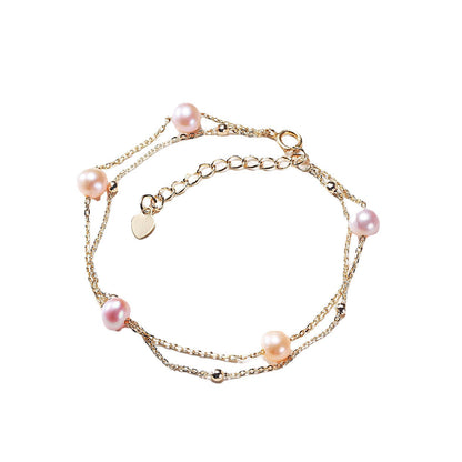 Freshwater Pearl Double Satellite Chain Bracelet