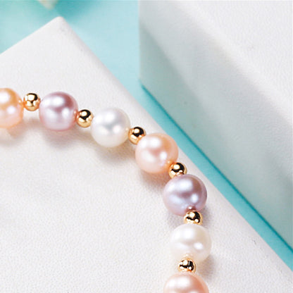 Multicolor Freshwater Pearl Satellite Work Hard Pave Bee Bracelet