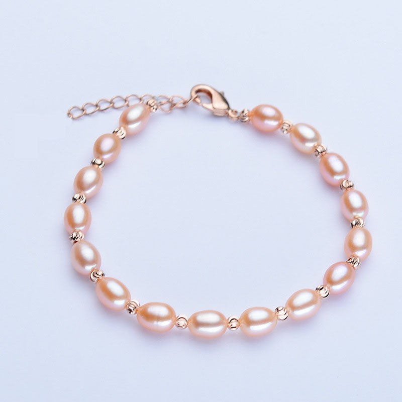 Classic Rice Shape Freshwater Pearl Ball Bracelet