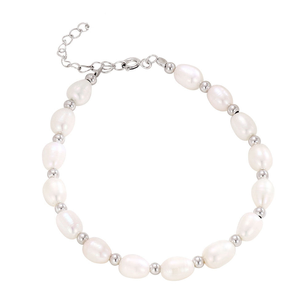 Classic Rice Shape Freshwater Pearl Ball Bracelet