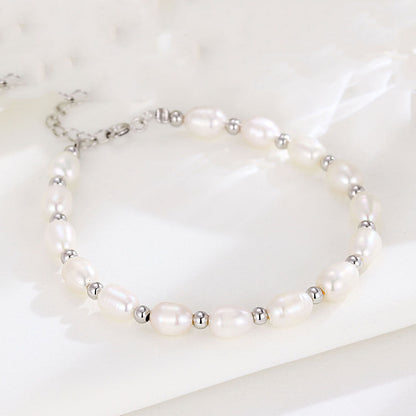 Classic Rice Shape Freshwater Pearl Ball Bracelet