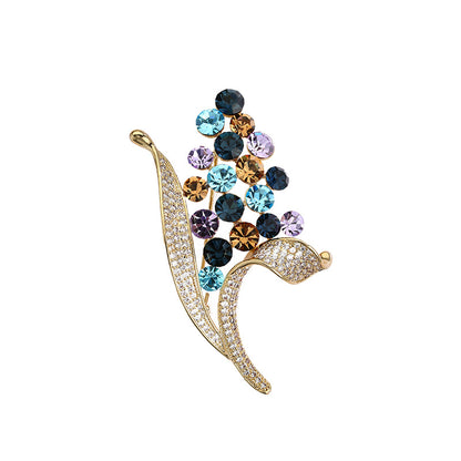 Buckle Zircon Flower Crystal Brooch