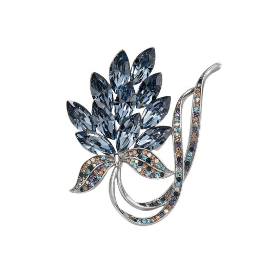 Rainbow Zircon Crystal Floral Brooch