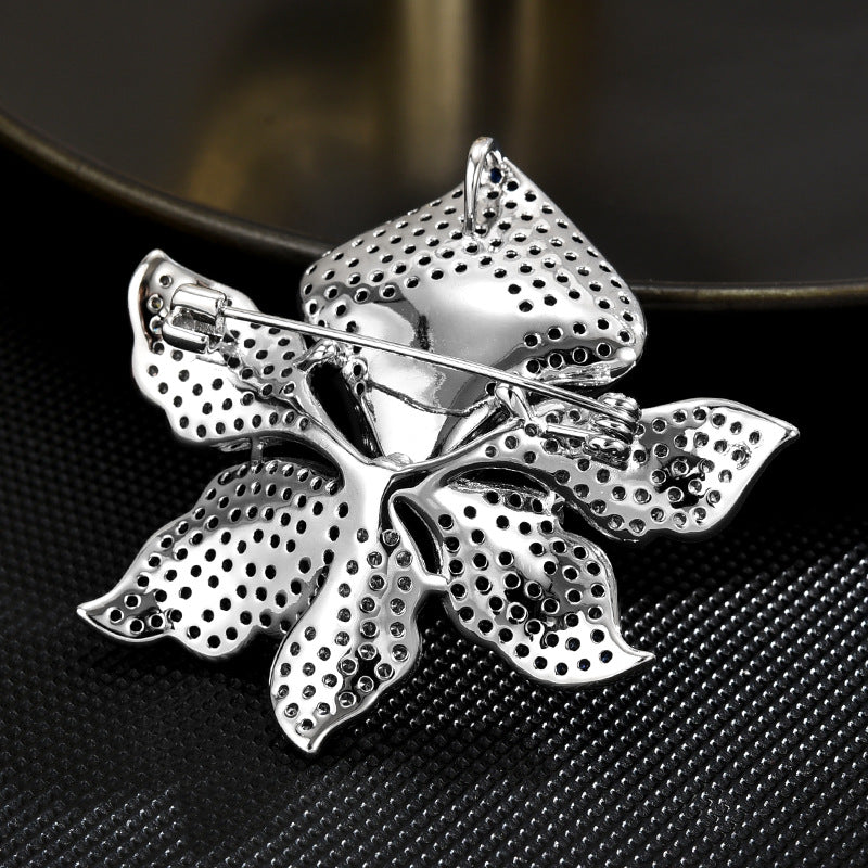 Full Zircon Orchid Brooch