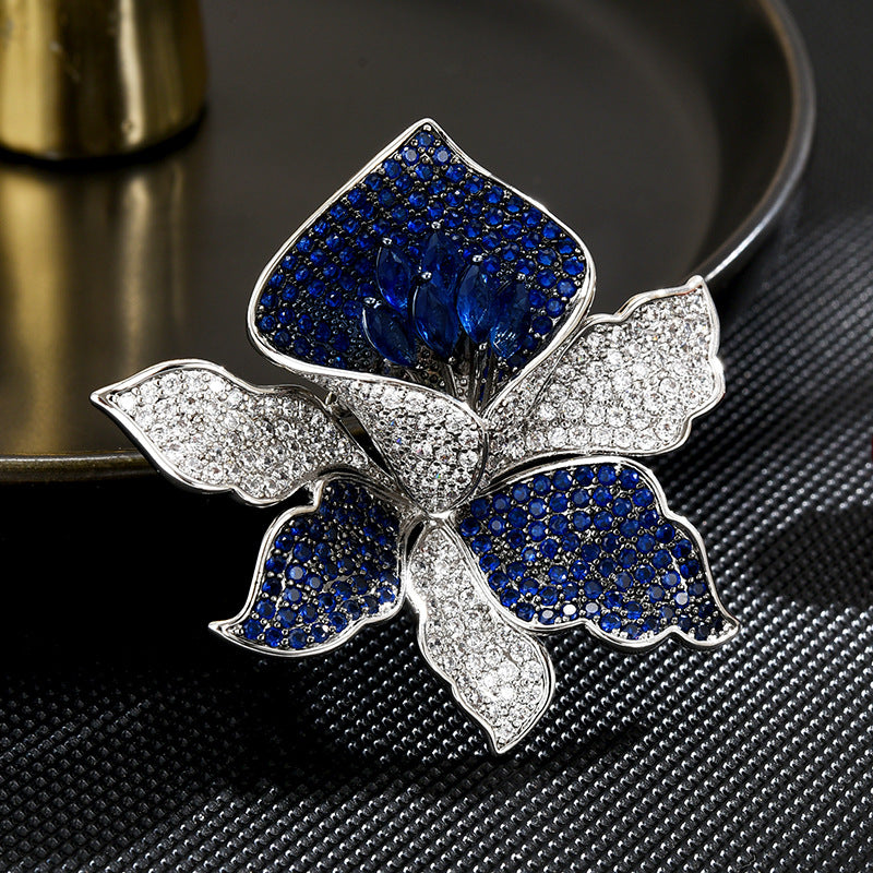 Full Zircon Orchid Brooch