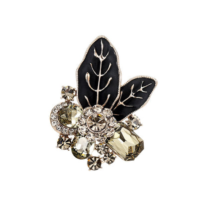 Black Double Leaf Brooch