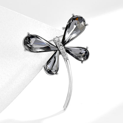 Black Crystal Butterfly Zircon Brooch