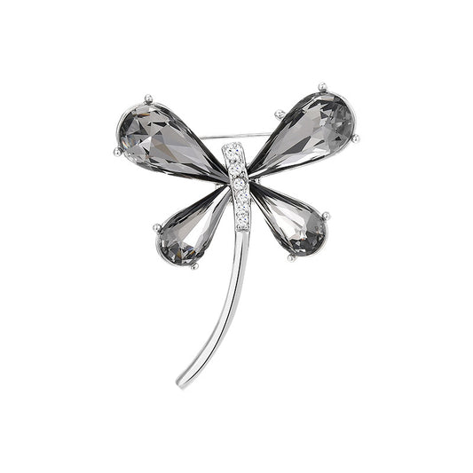 Black Crystal Butterfly Zircon Brooch