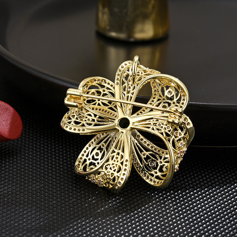 Zircon Flower Brooch