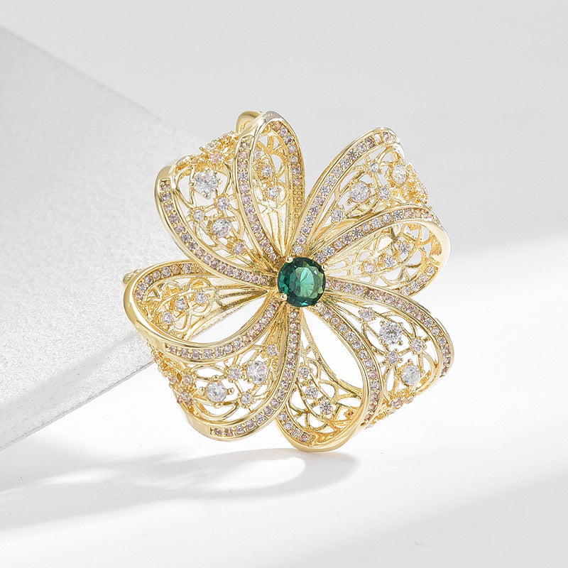 Zircon Flower Brooch