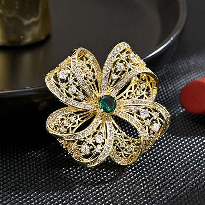 Zircon Flower Brooch