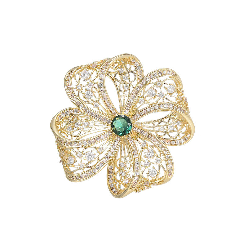 Zircon Flower Brooch