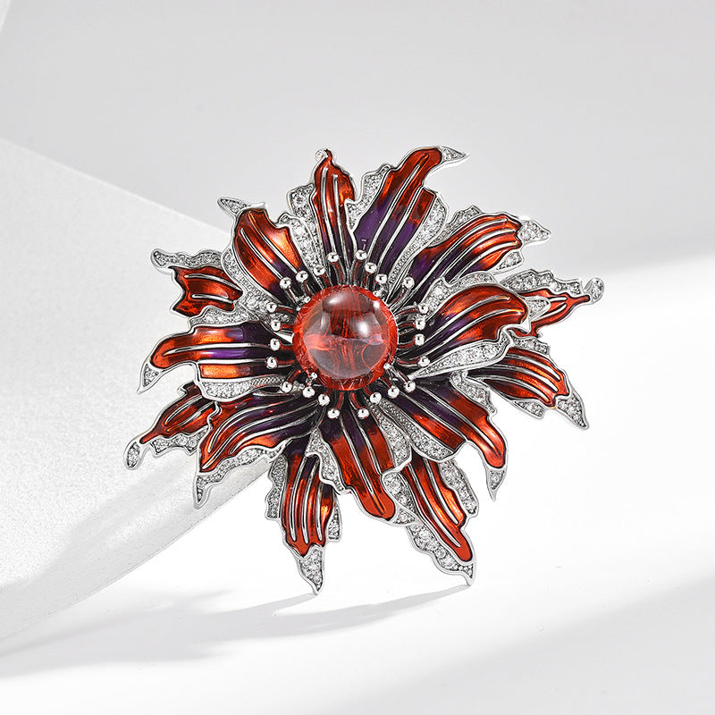 Fashionable Enamel Flower Brooch