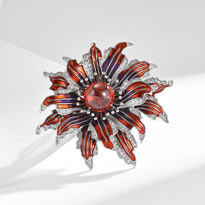 Fashionable Enamel Flower Brooch