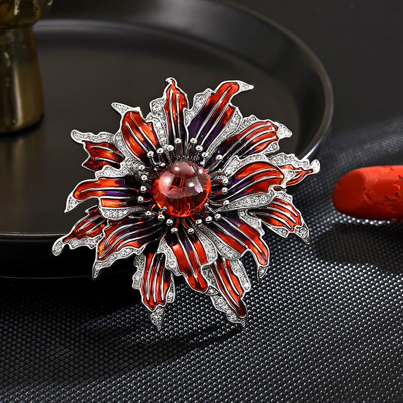 Fashionable Enamel Flower Brooch