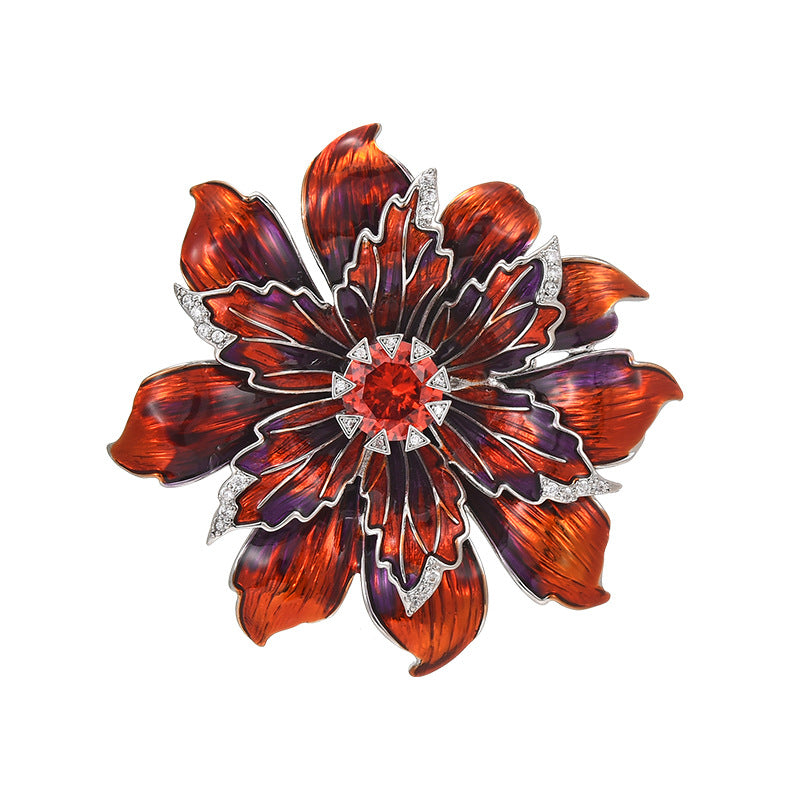 Fashionable Enamel Flower Brooch