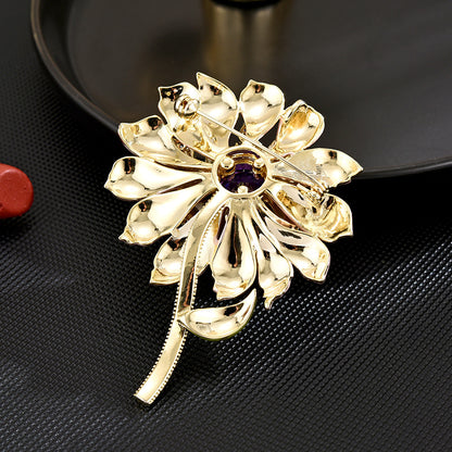 Wind Enamel Flower Zircon Brooch