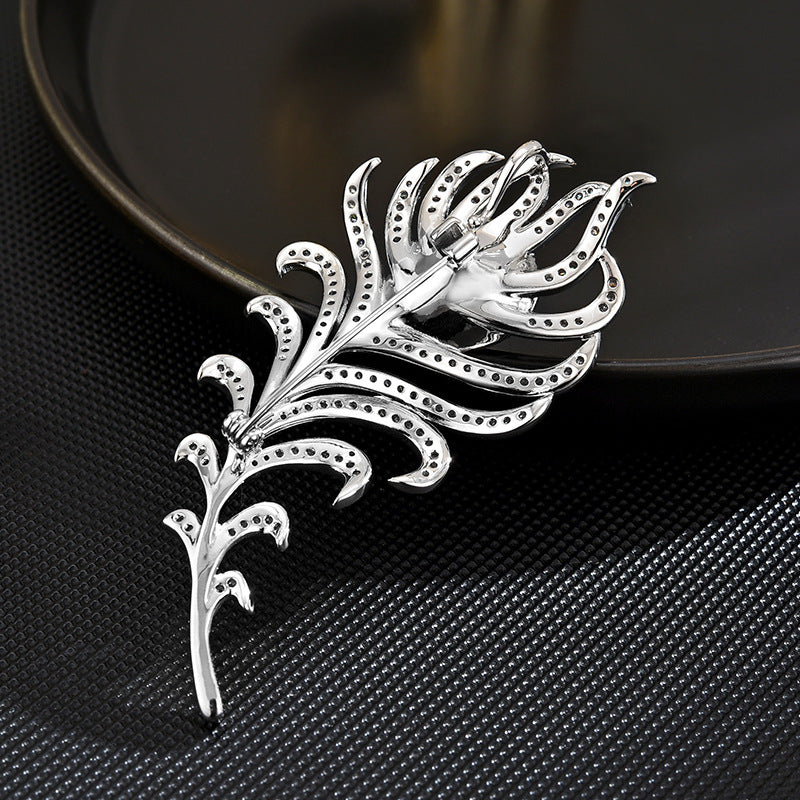 Feather Wing Zircon Brooch