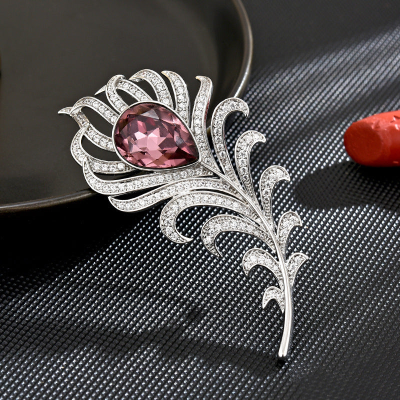 Feather Wing Zircon Brooch