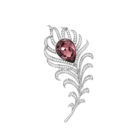 Feather Wing Zircon Brooch