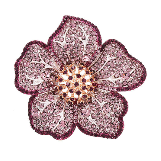 Pink Zircon Flower Brooch