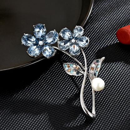 Vintage Fresh Crystal Flower Brooch