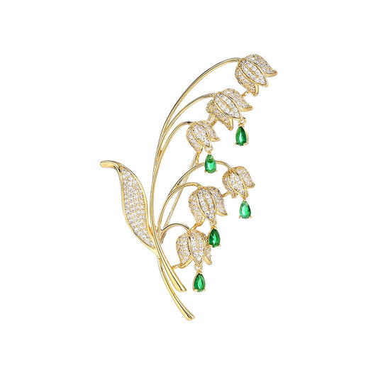 Full Zircon Crystal Bellflower Brooch